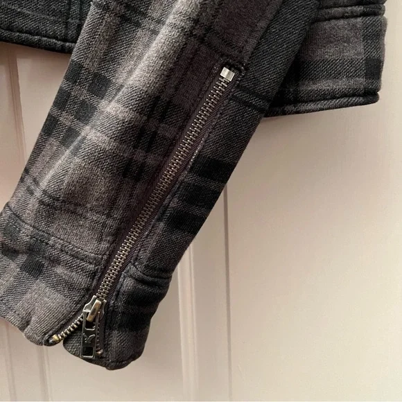 American Eagle Outfitters Grey Plaid Moto Style Zip up Jacket Small - Picture 6 of 10